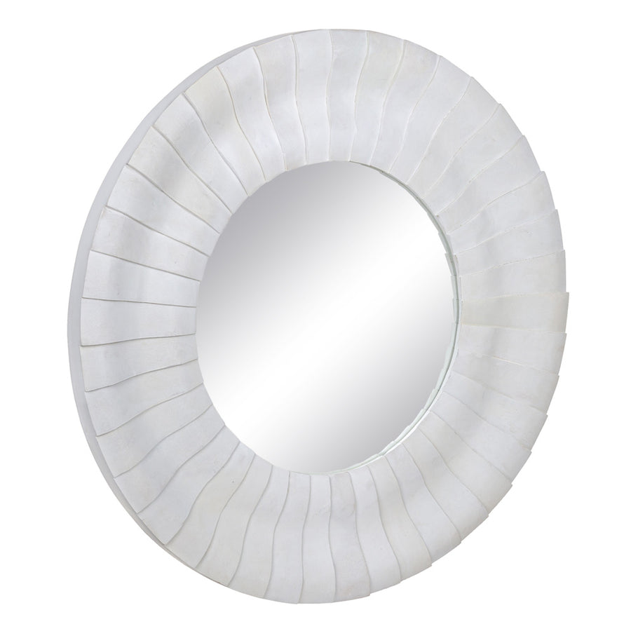 WALL MIRROR WHITE WOOD DECORATION 102 X 6 X 102 CM