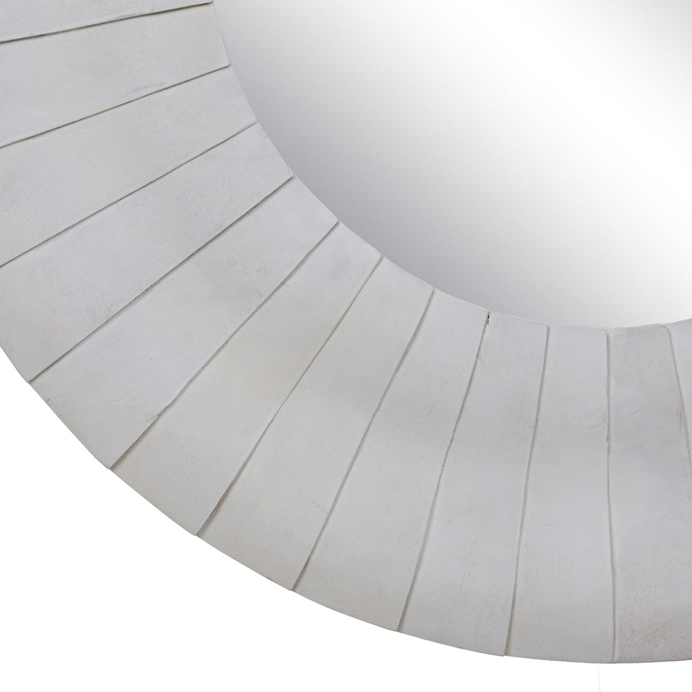 WALL MIRROR WHITE WOOD DECORATION 102 X 6 X 102 CM
