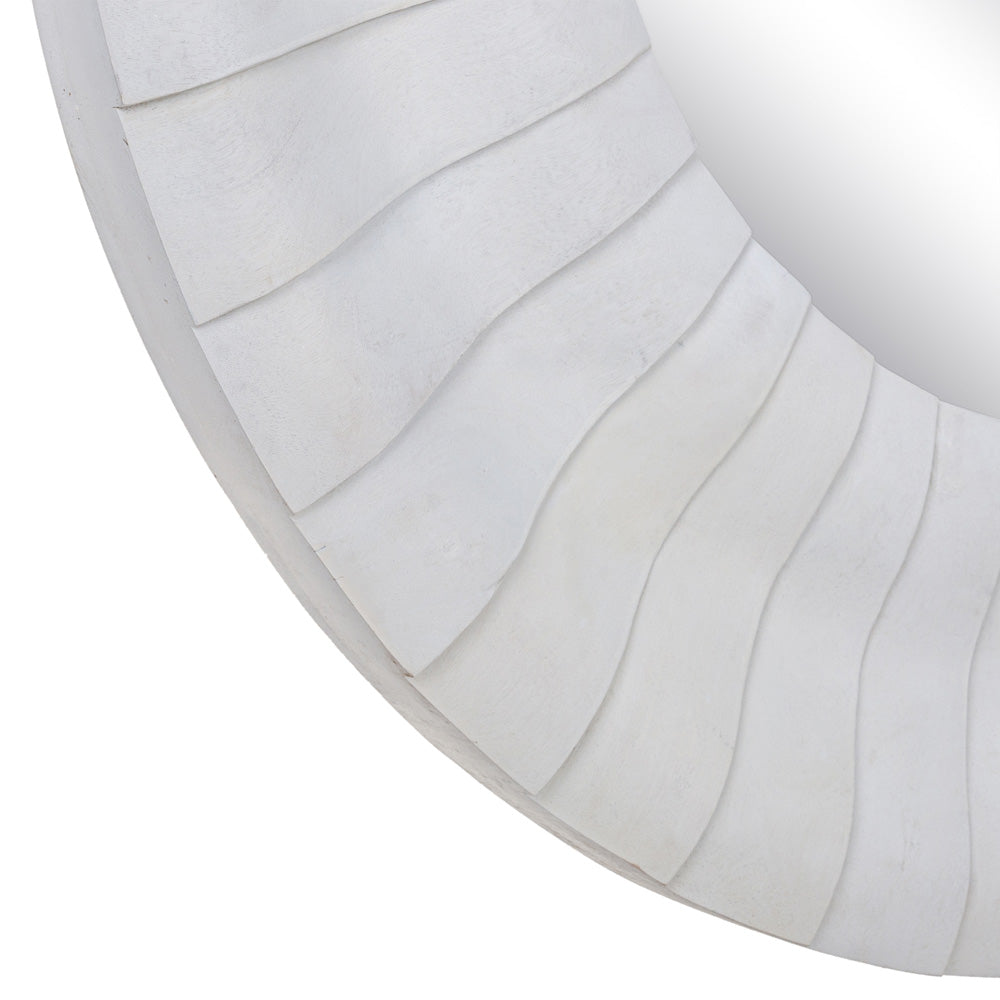 WALL MIRROR WHITE WOOD DECORATION 102 X 6 X 102 CM