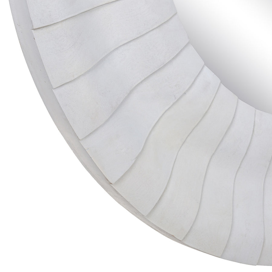 WALL MIRROR WHITE WOOD DECORATION 102 X 6 X 102 CM