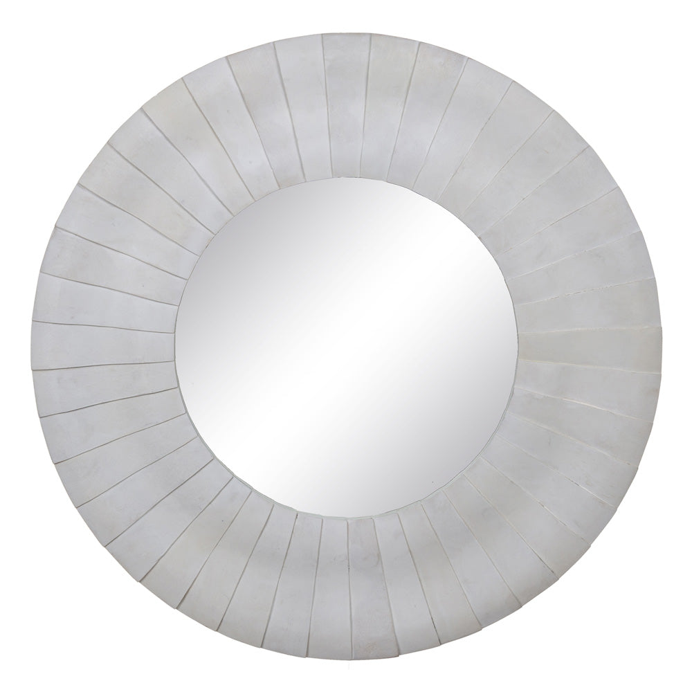WALL MIRROR WHITE WOOD DECORATION 102 X 6 X 102 CM
