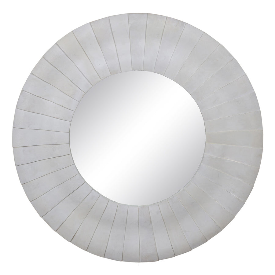 WALL MIRROR WHITE WOOD DECORATION 102 X 6 X 102 CM