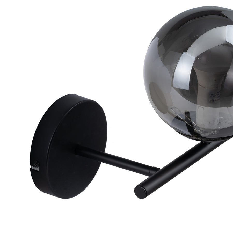 APLIQUE PARED NEGRO METAL-CRISTAL 27,50 X 20 X 20 CM