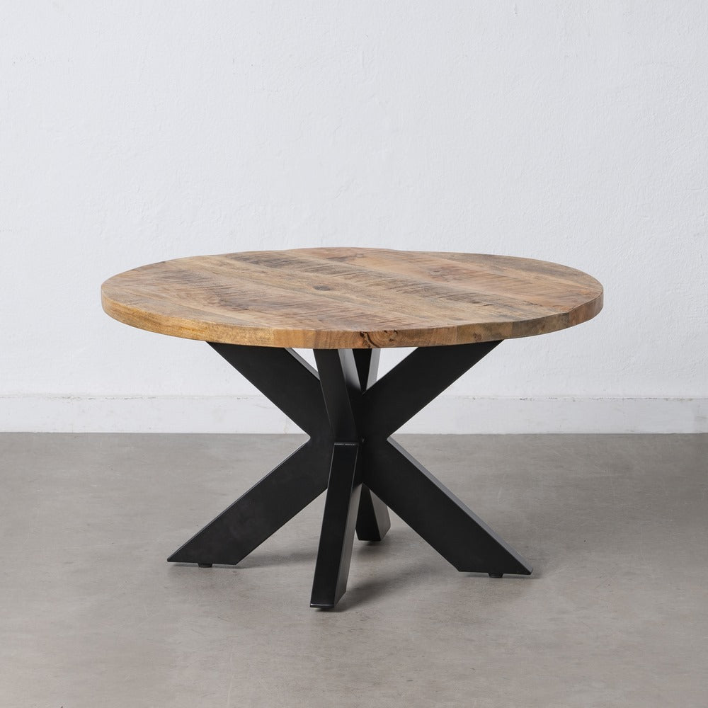 MESA CENTRO NATURAL-NEGRO MADERA-HIERRO 80 X 80 X 45 CM