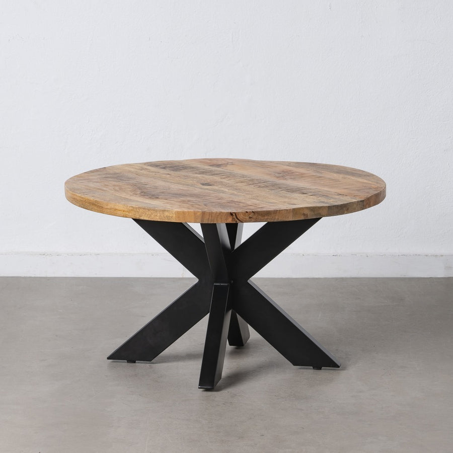 MESA CENTRO NATURAL-NEGRO MADERA-HIERRO 80 X 80 X 45 CM