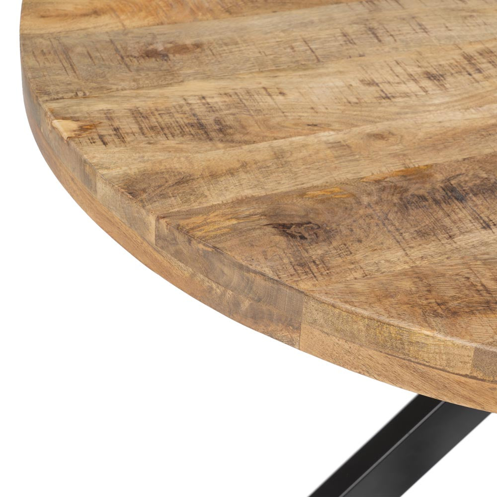 MESA COMEDOR NATURAL-NEGRO MADERA-HIERRO 120 X 120 X 79 CM
