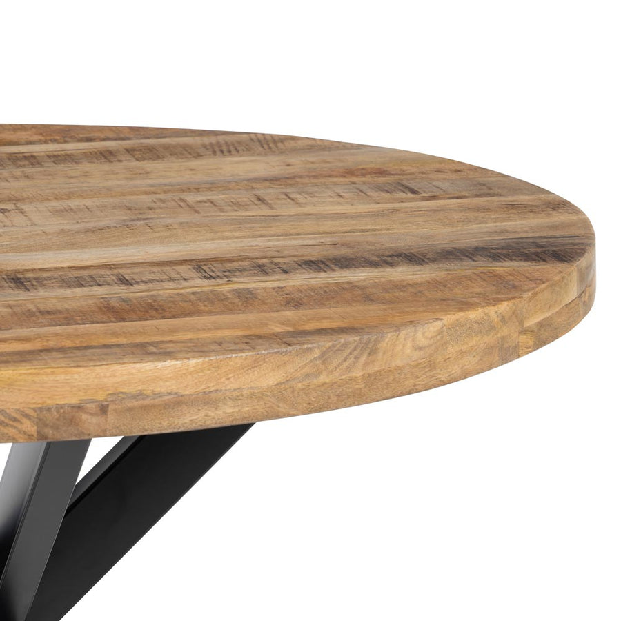 MESA COMEDOR NATURAL-NEGRO MADERA-HIERRO 120 X 120 X 79 CM