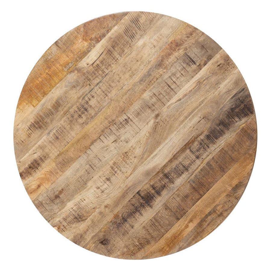 MESA COMEDOR NATURAL-NEGRO MADERA-HIERRO 120 X 120 X 79 CM