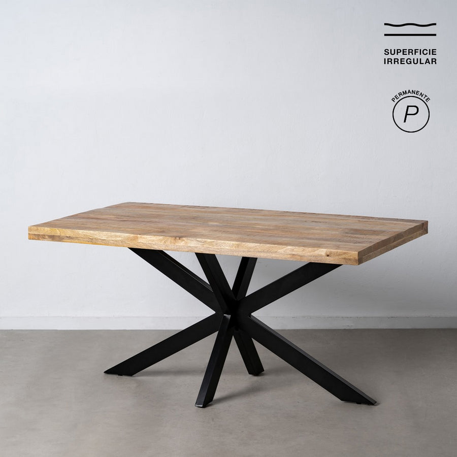 MESA COMEDOR NATURAL-NEGRO MADERA-HIERRO 160 X 90 X 79 CM