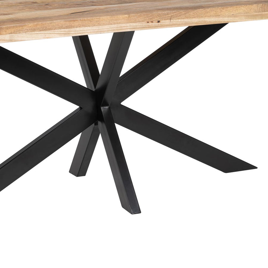 MESA COMEDOR NATURAL-NEGRO MADERA-HIERRO 180 X 90 X 79 CM