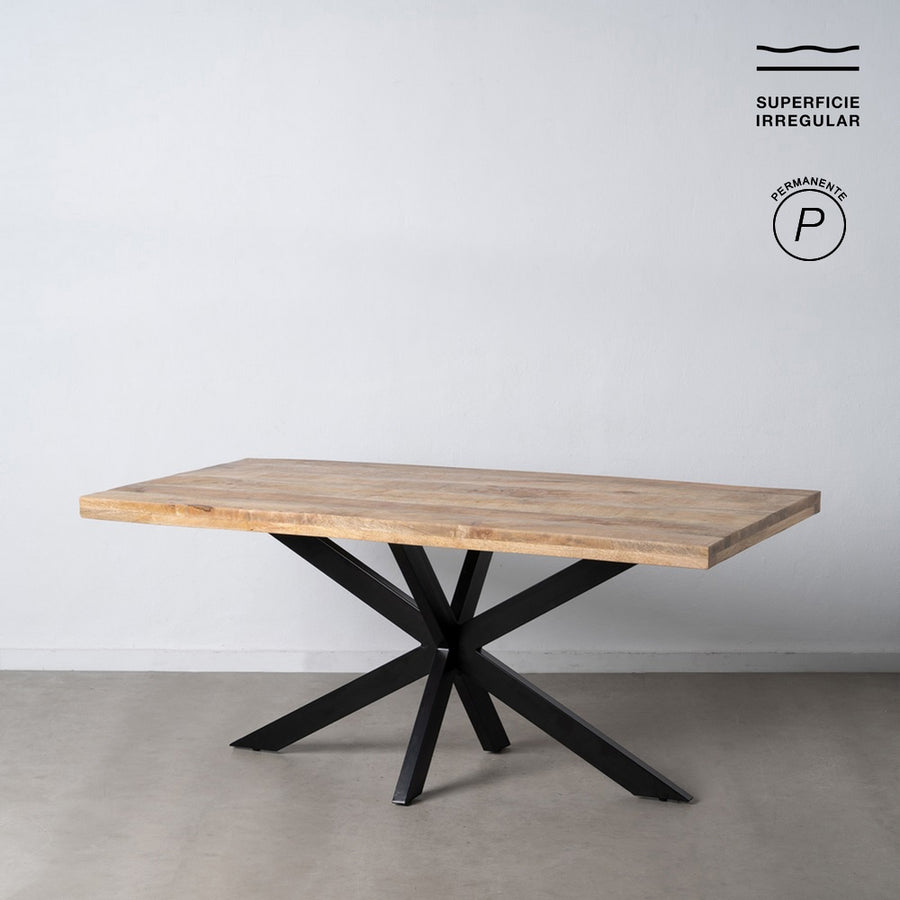MESA COMEDOR NATURAL-NEGRO MADERA-HIERRO 180 X 90 X 79 CM