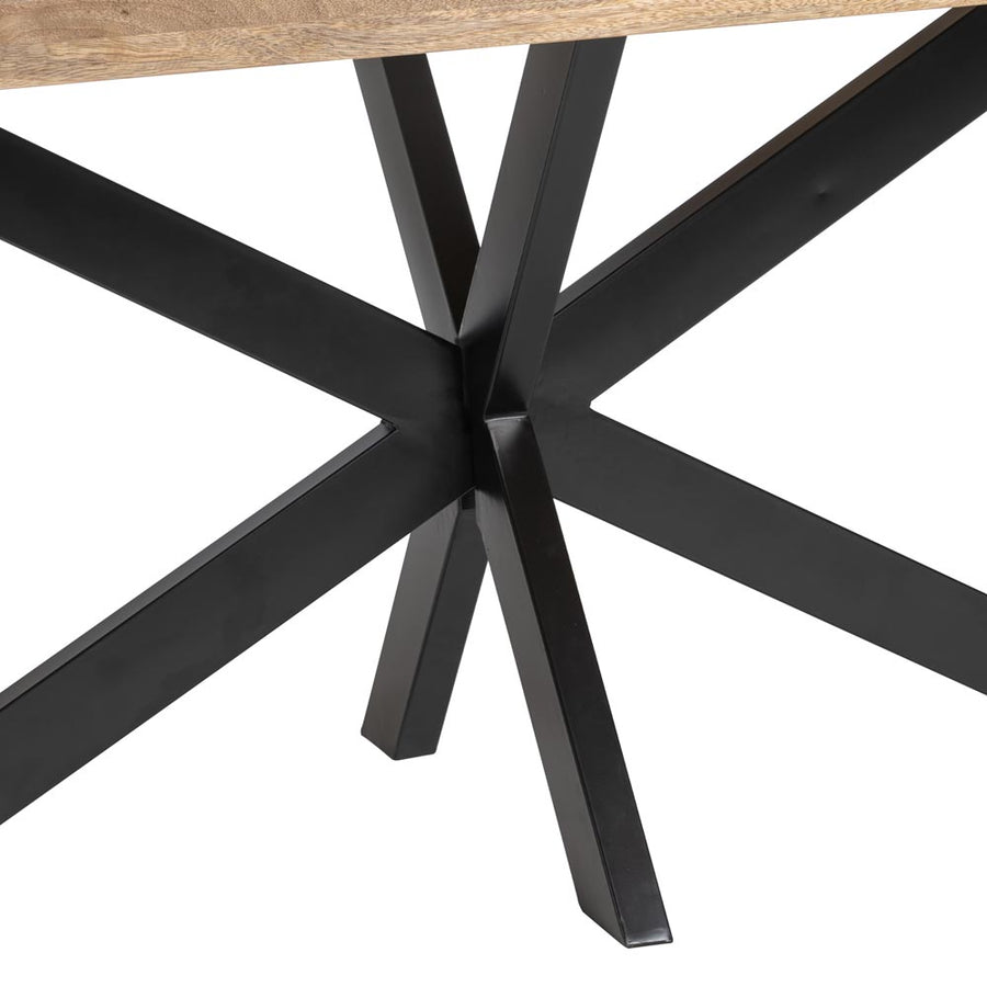 MESA COMEDOR NATURAL-NEGRO MADERA-HIERRO 240 X 100 X 79 CM