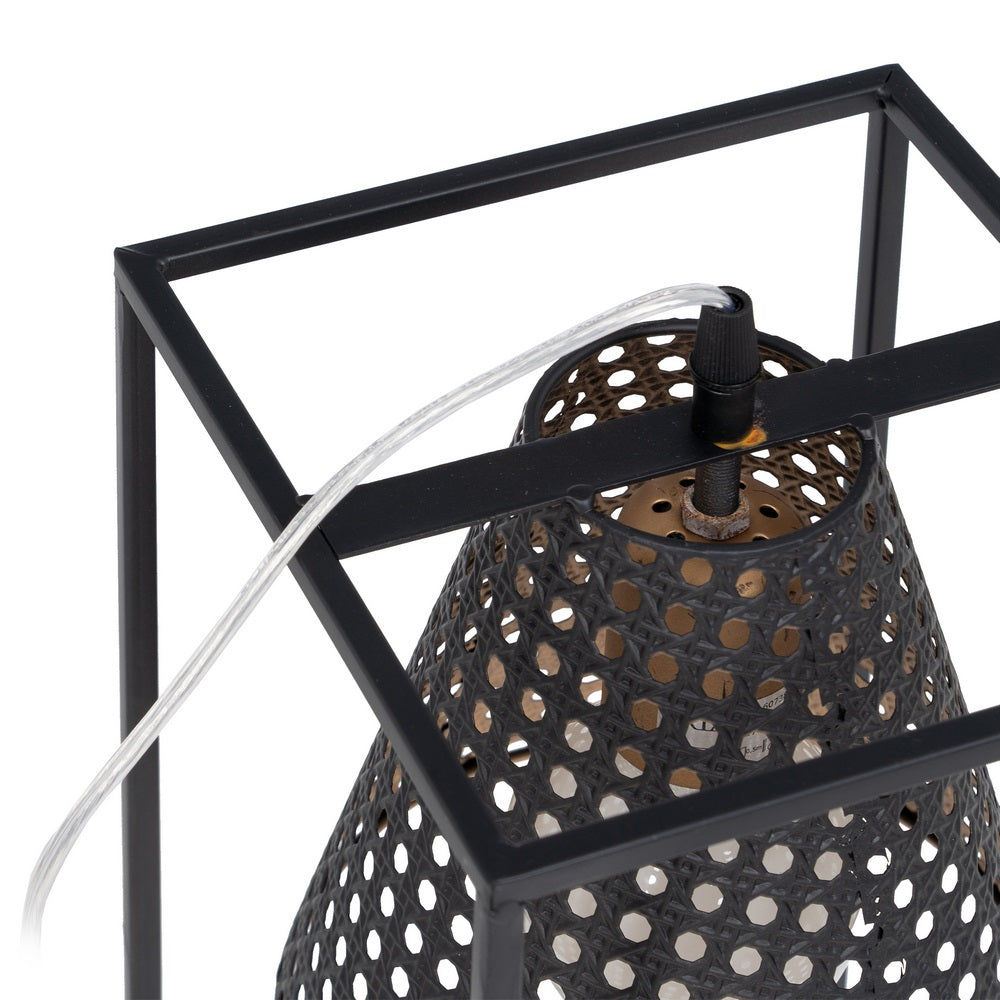 TABLE LAMP BLACK-GOLD METAL LIGHTING 20 X 20 X 42 CM