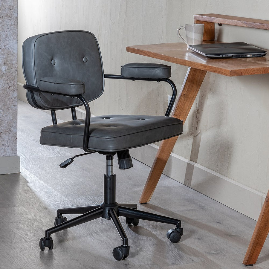 SILLA RUEDAS NEGRO METAL / SIMIL PIEL 56 X 56 X 92 CM