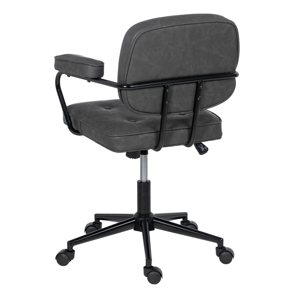 SILLA RUEDAS NEGRO METAL / SIMIL PIEL 56 X 56 X 92 CM