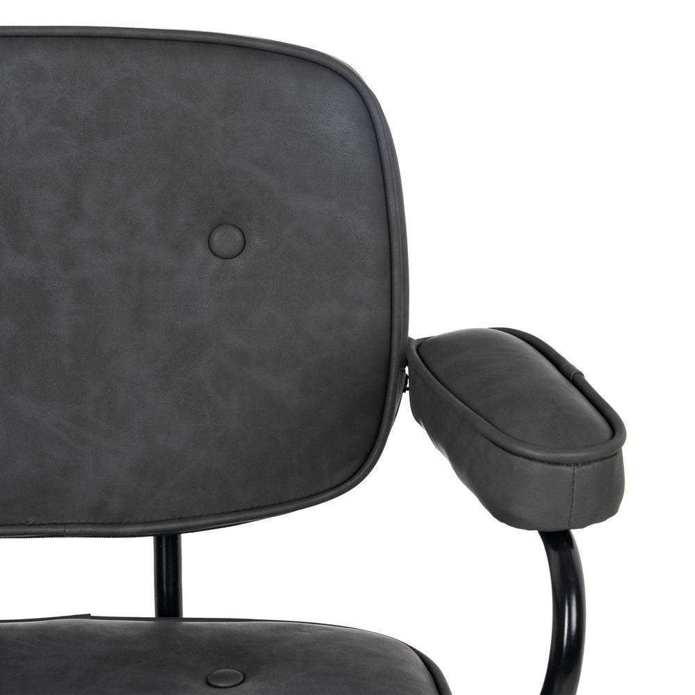 SILLA RUEDAS NEGRO METAL / SIMIL PIEL 56 X 56 X 92 CM