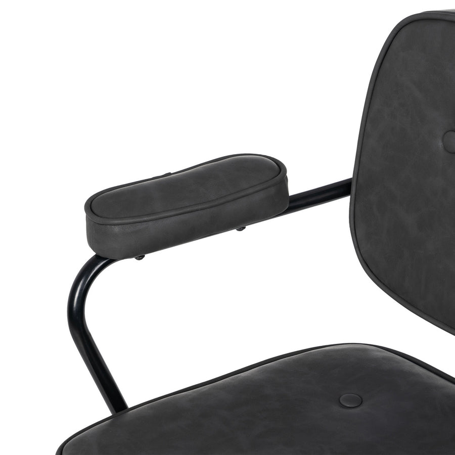 SILLA RUEDAS NEGRO METAL / SIMIL PIEL 56 X 56 X 92 CM