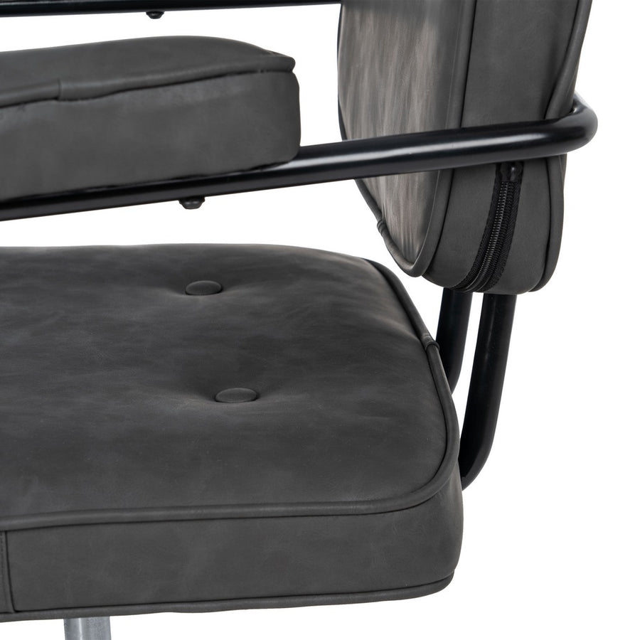 SILLA RUEDAS NEGRO METAL / SIMIL PIEL 56 X 56 X 92 CM