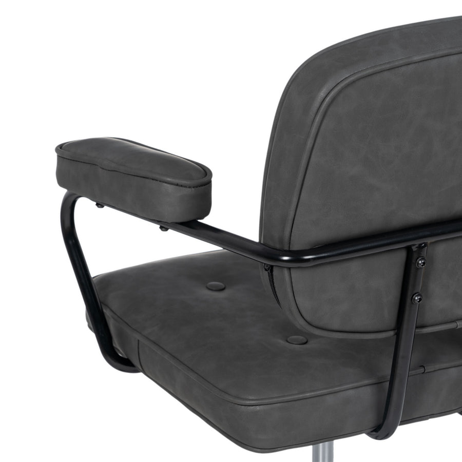 SILLA RUEDAS NEGRO METAL / SIMIL PIEL 56 X 56 X 92 CM