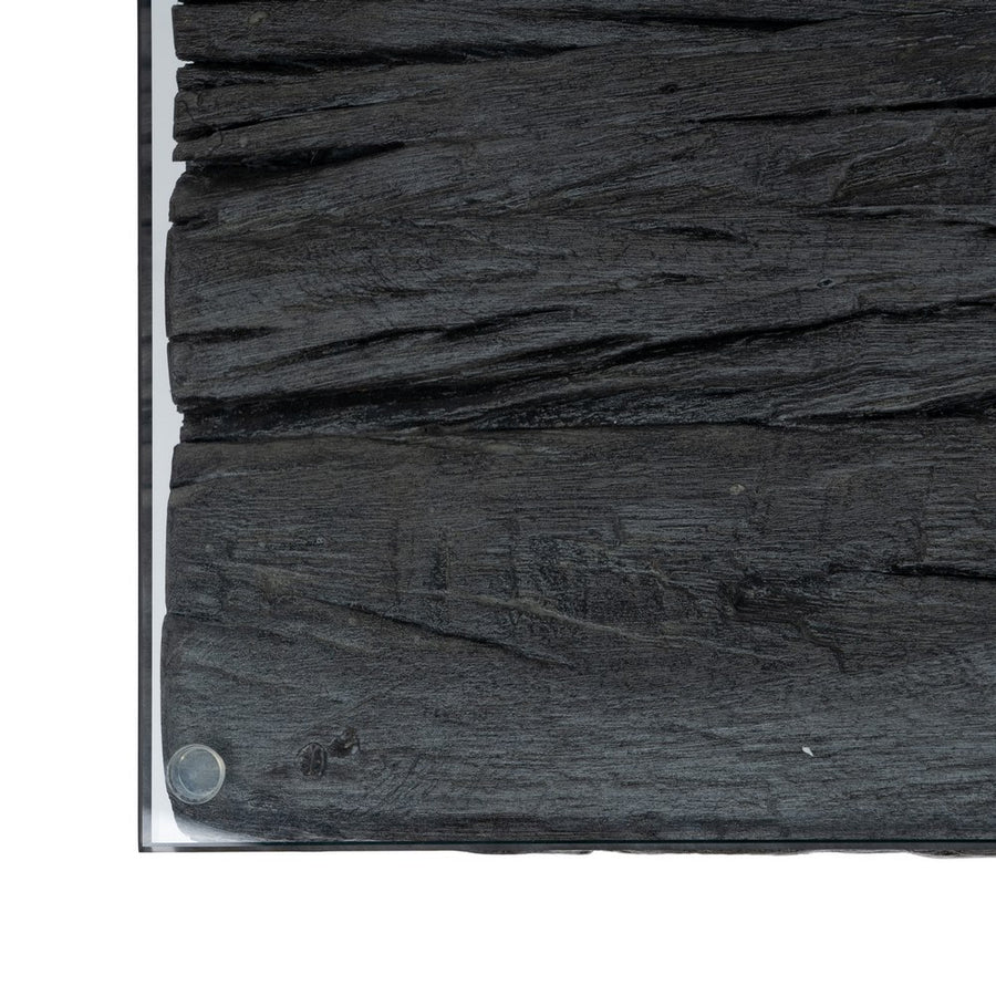 MESA CENTRO NEGRO MADERA / ACERO SALÓN 100 X 100 X 48 CM