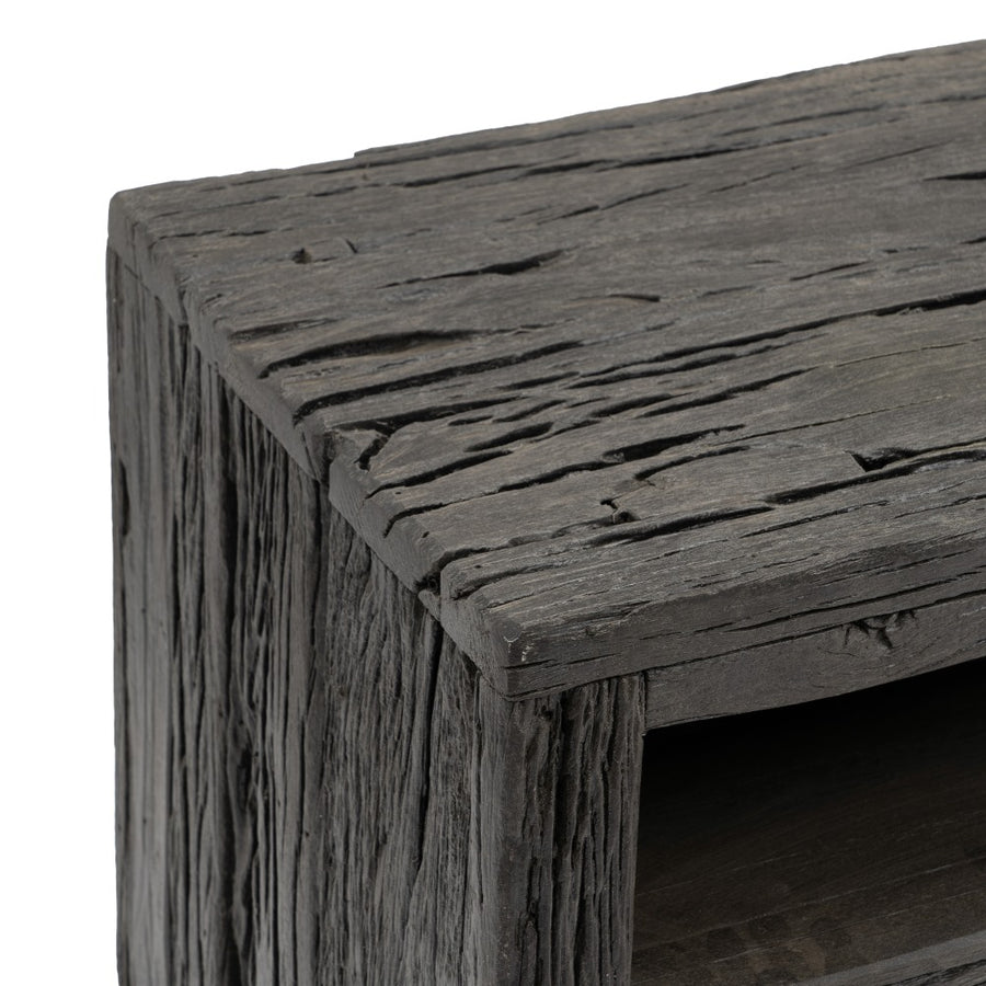 BLACK WOOD / STEEL TV CABINET LIVING ROOM 160 X 40 X 59 CM