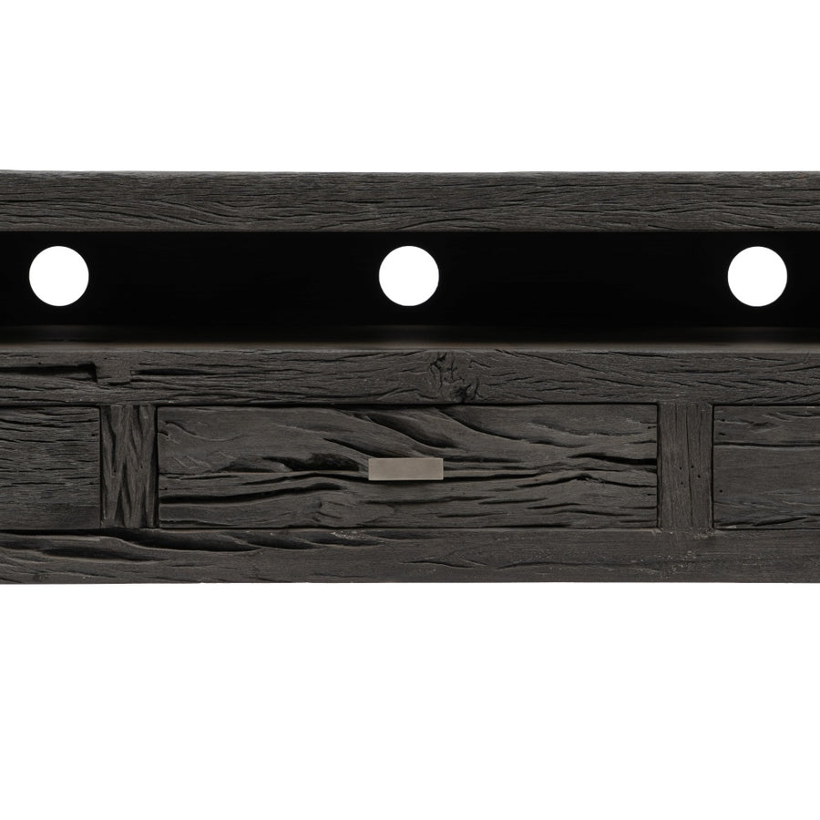 BLACK WOOD / STEEL TV CABINET LIVING ROOM 160 X 40 X 59 CM