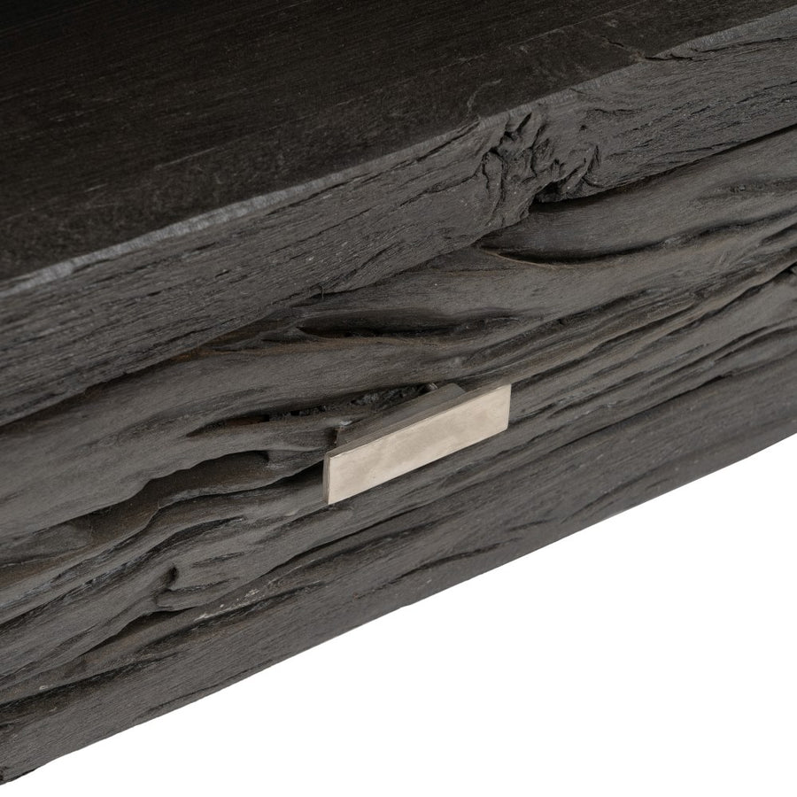 BLACK WOOD / STEEL TV UNIT LIVING ROOM 160 X 40 X 59 CM