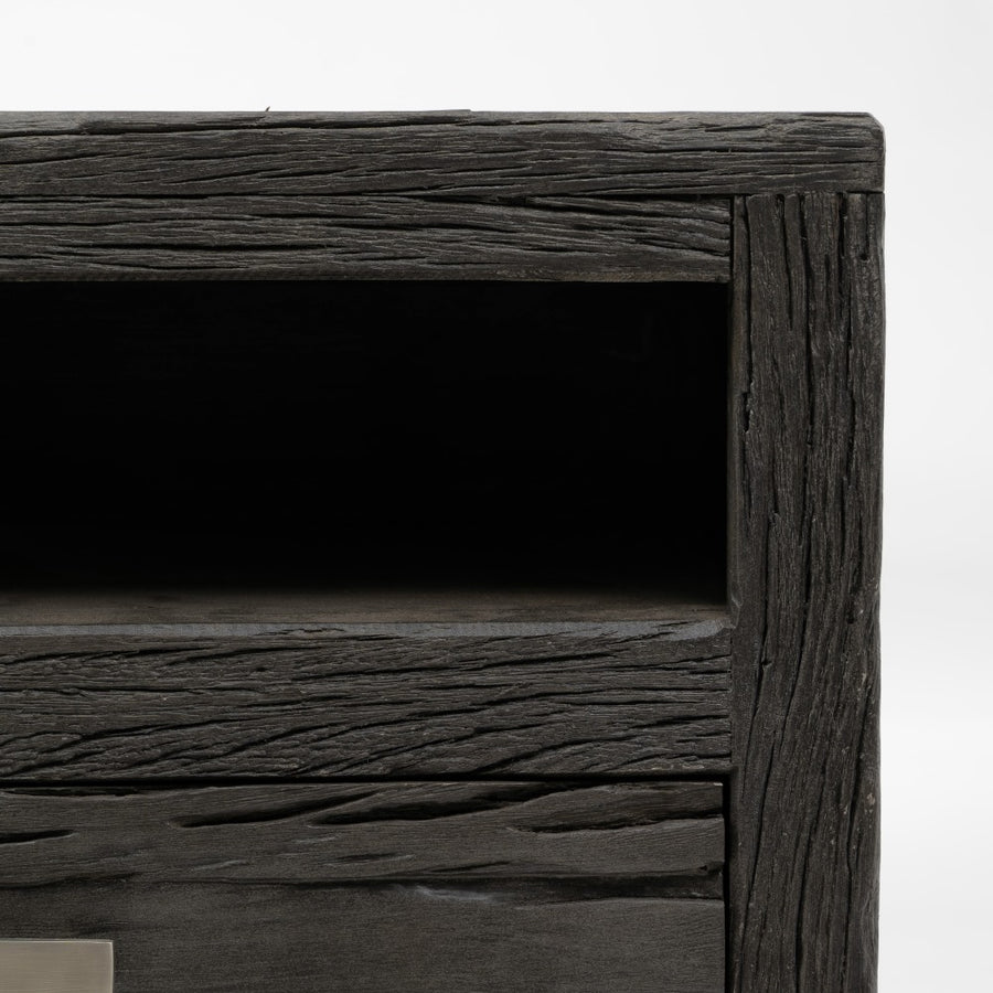 BLACK WOOD / STEEL TV CABINET LIVING ROOM 160 X 40 X 59 CM