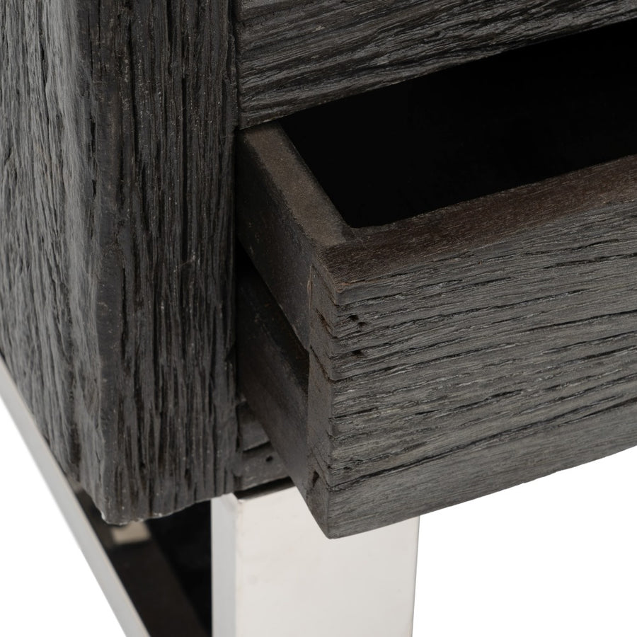 BLACK WOOD / STEEL TV CABINET LIVING ROOM 160 X 40 X 59 CM