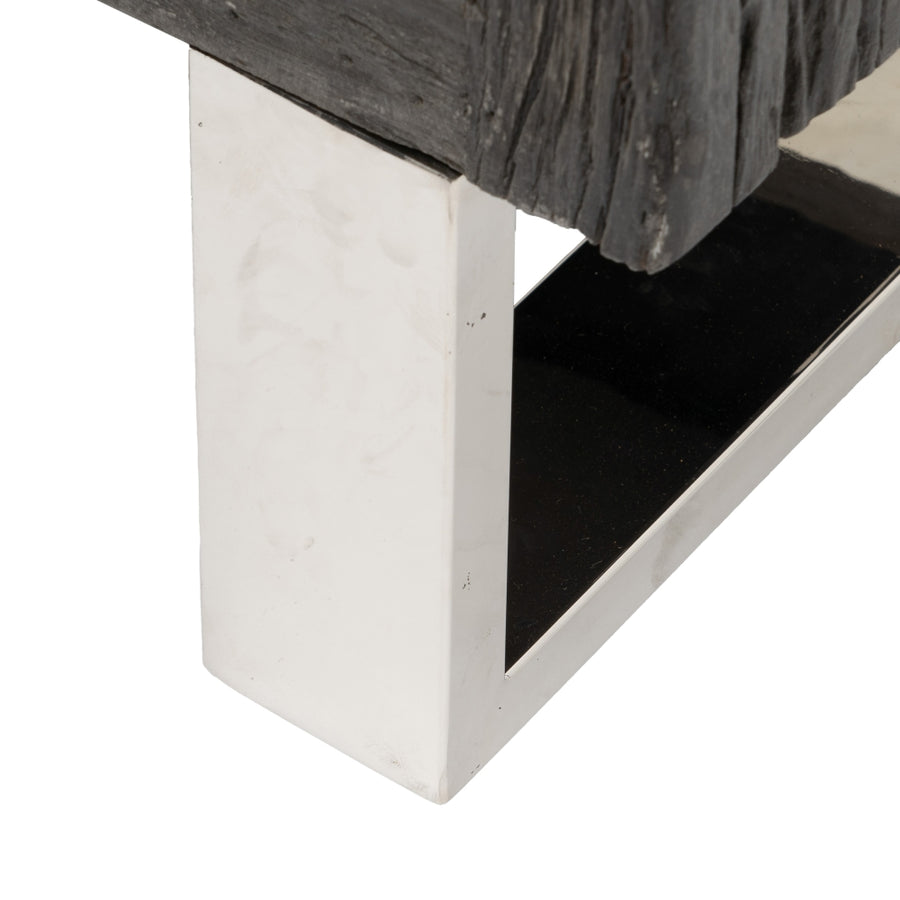 BLACK WOOD / STEEL TV UNIT LIVING ROOM 160 X 40 X 59 CM