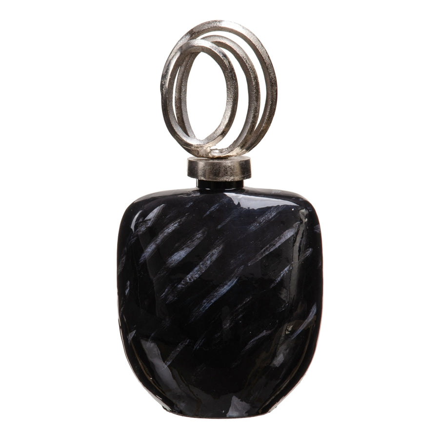 TIBOR NEGRO-PLATA CRISTAL-METAL 23 X 13 X 41 CM