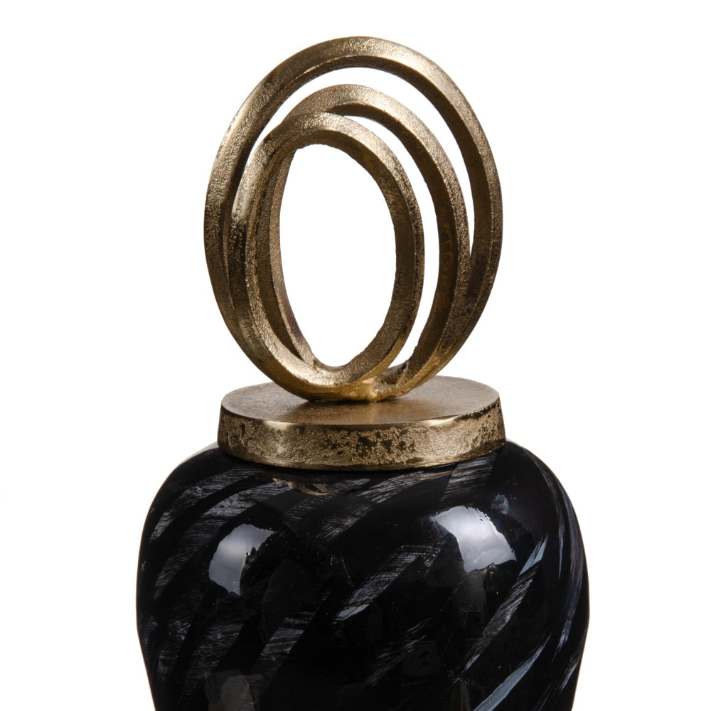 TIBOR NEGRO-ORO CRISTAL-METAL DECORACIÓN 18 X 18 X 58 CM