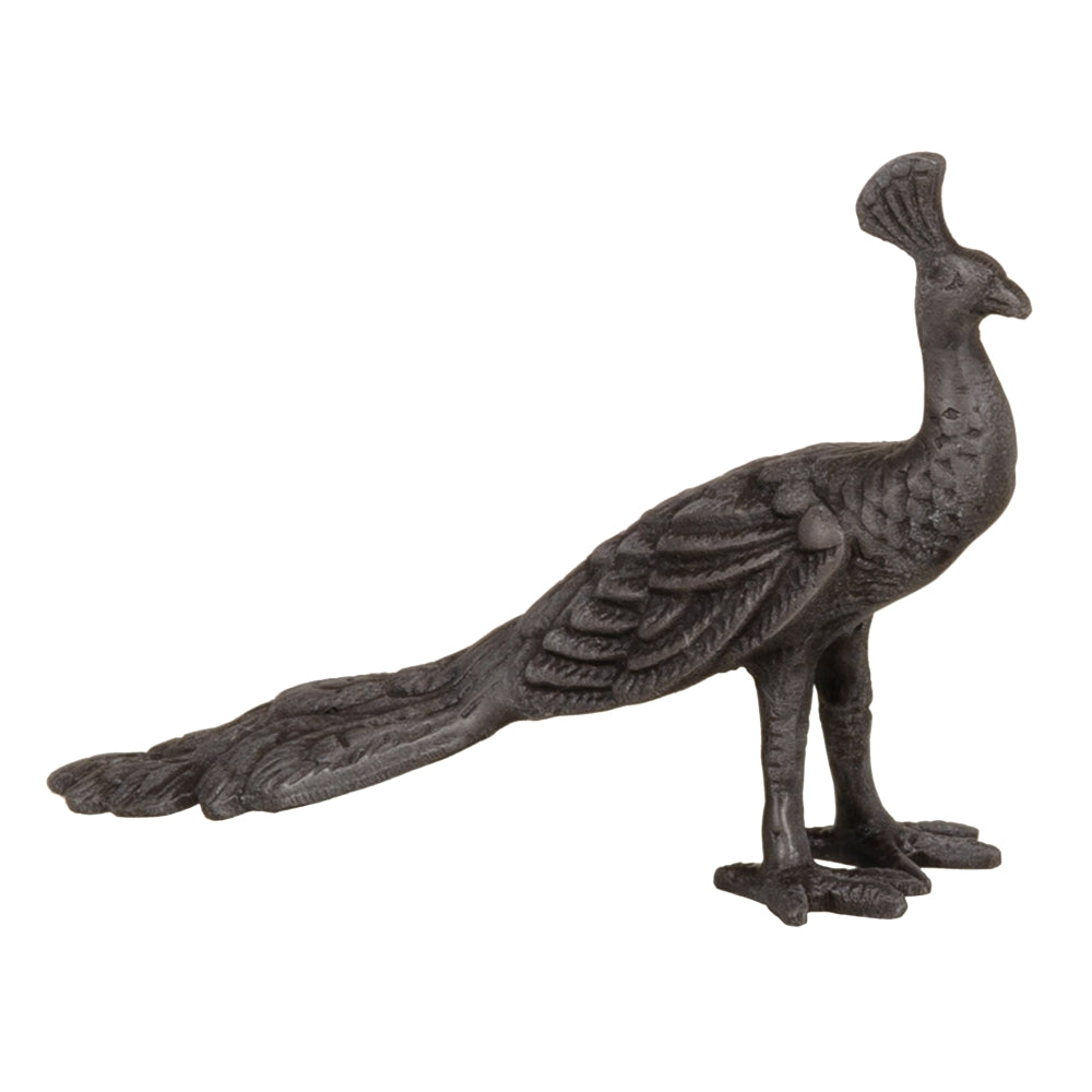 FIGURA PAVO REAL GRIS ALUMINIO 19 X 6 X 13 CM
