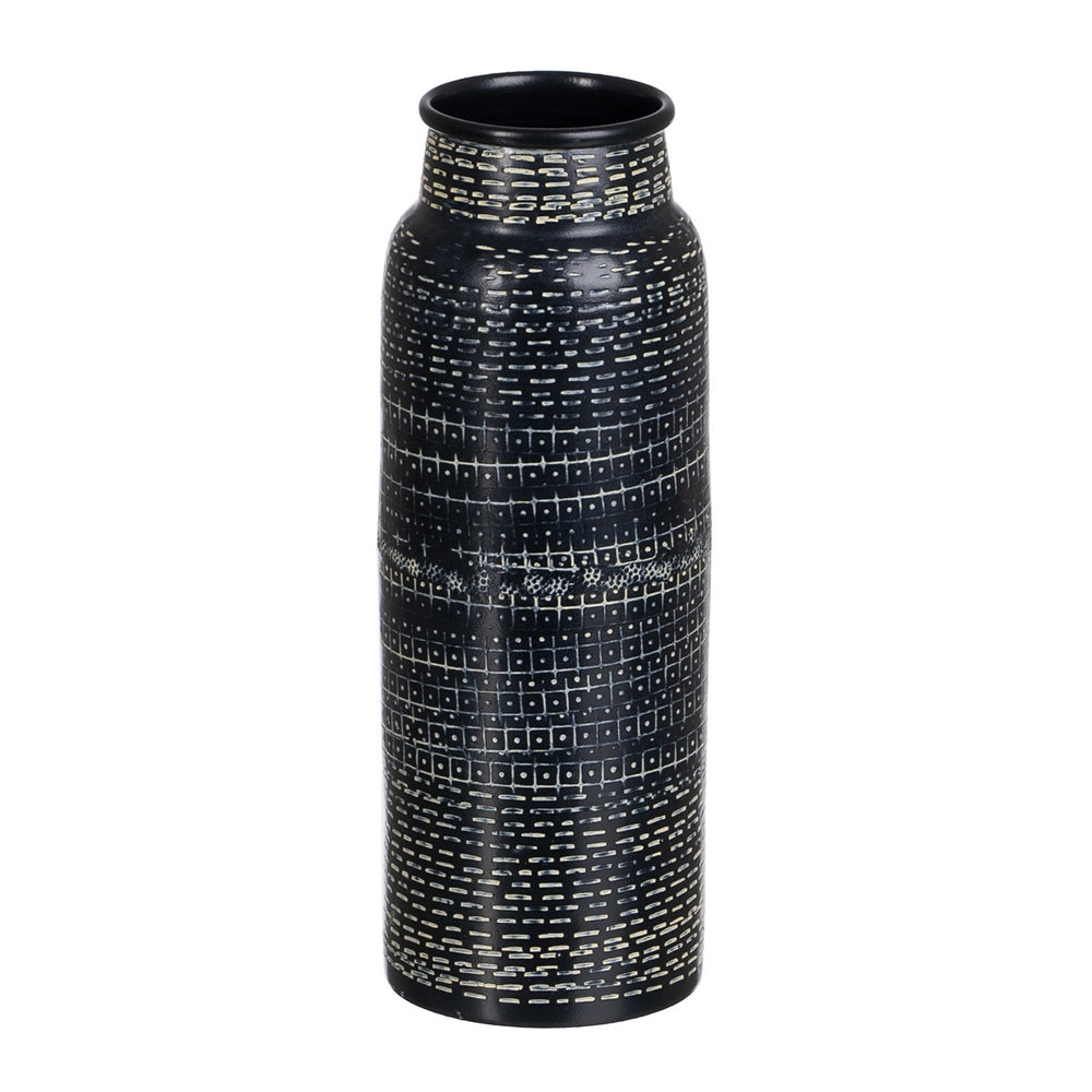 BLACK ALUMINIUM VASE DECORATION 9 X 9 X 25.50 CM