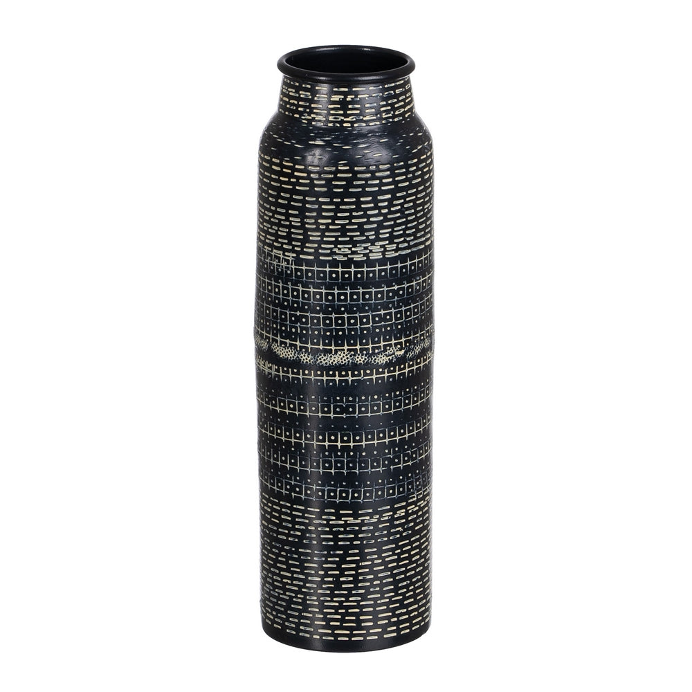 BLACK ALUMINUM VASE DECORATION 9 X 9 X 30.50 CM