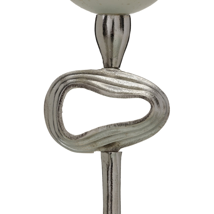 PORTAVELAS GRIS-PLATA ALUMINIO-CRISTAL 11 X 11 X 48 CM