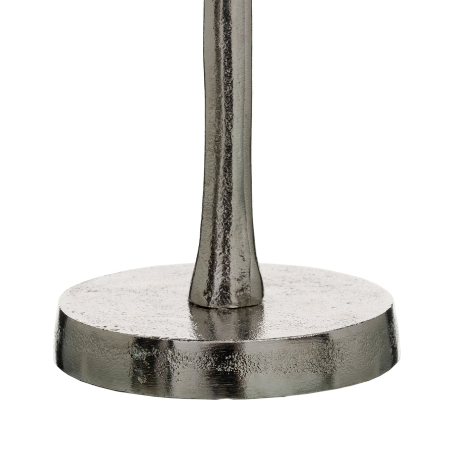 PORTAVELAS GRIS-PLATA ALUMINIO-CRISTAL 11 X 11 X 48 CM