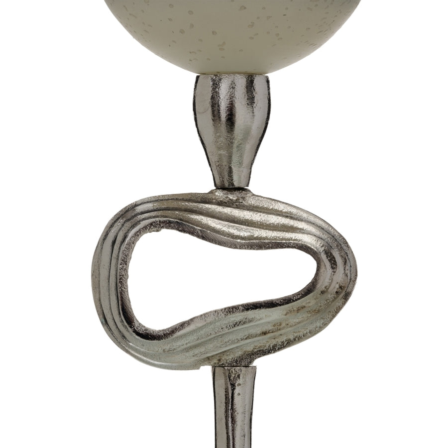 PORTAVELAS GRIS-PLATA ALUMINIO-CRISTAL 11 X 11 X 56 CM