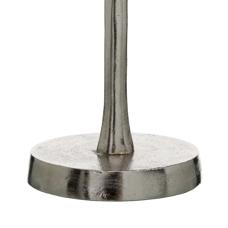 PORTAVELAS GRIS-PLATA ALUMINIO-CRISTAL 11 X 11 X 56 CM