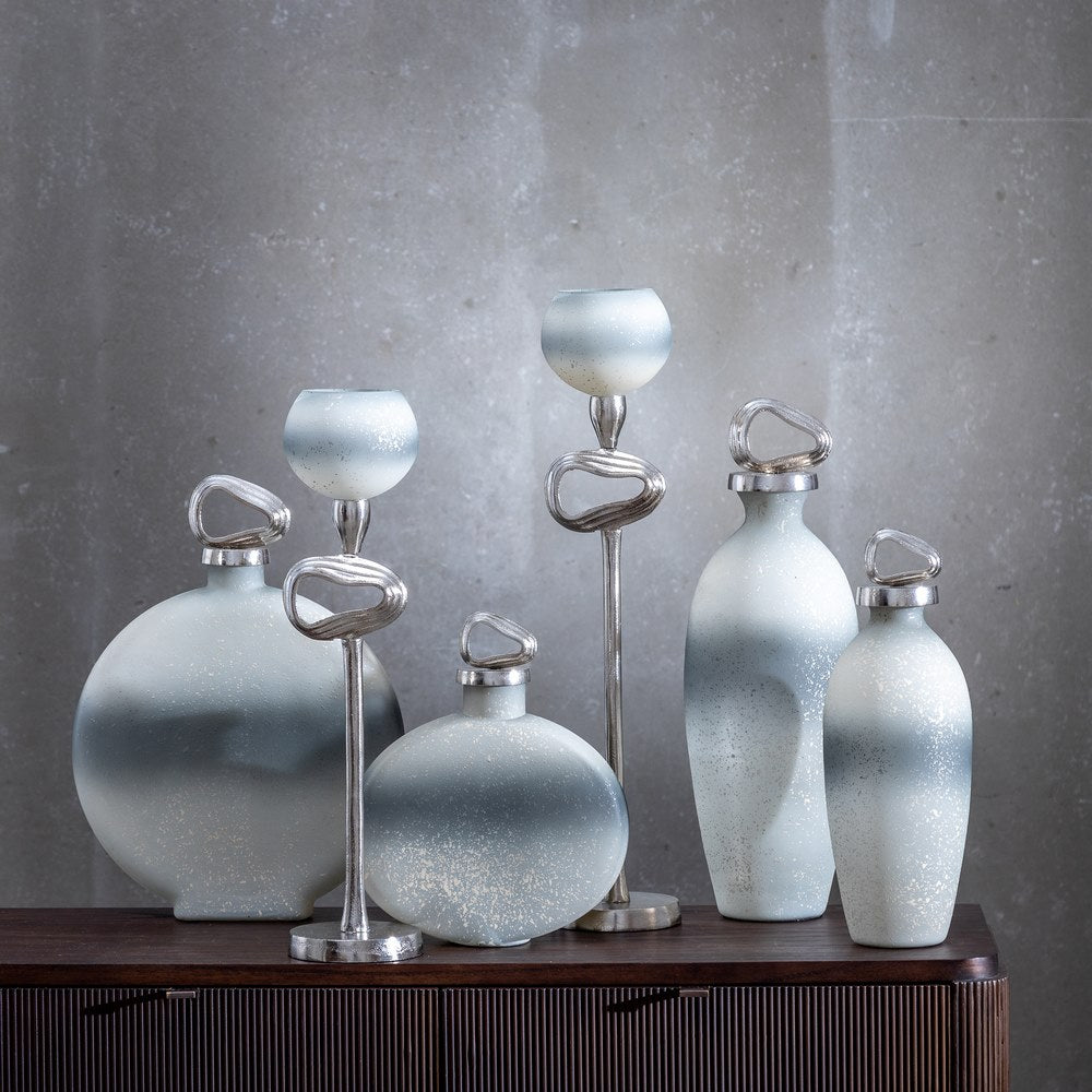 BOTELLA DECORATIVA GRIS-PLATA 24 X 9 X 29 CM