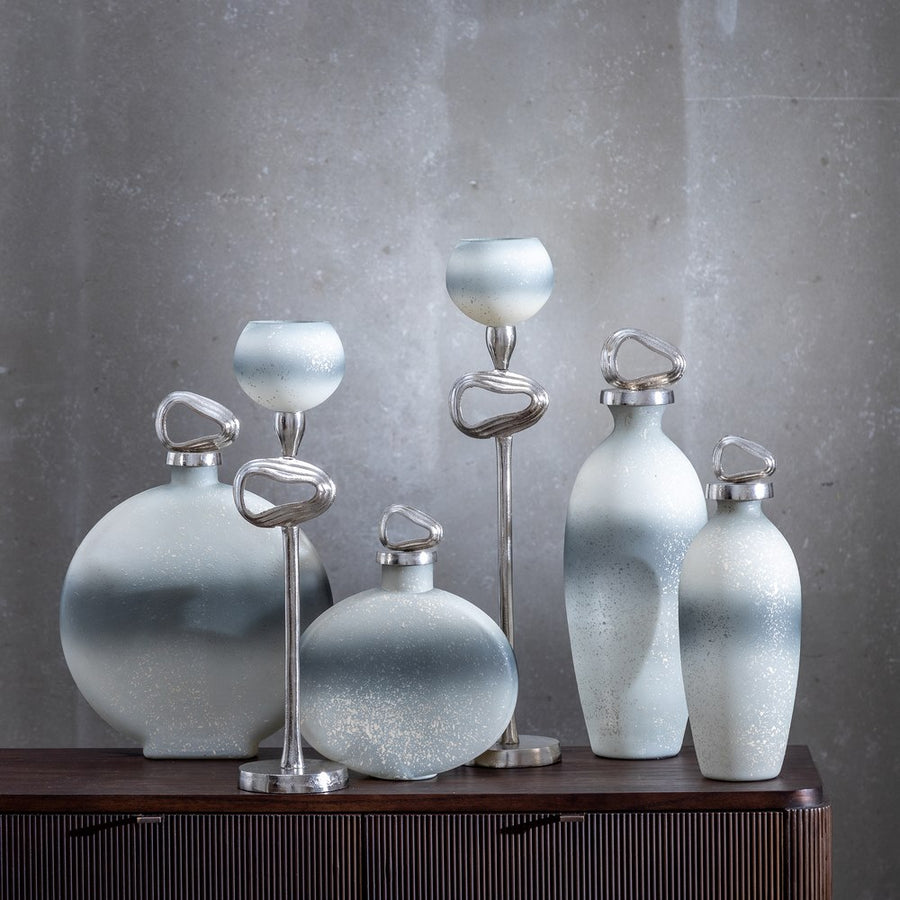 BOTELLA DECORATIVA GRIS-PLATA 24 X 9 X 29 CM