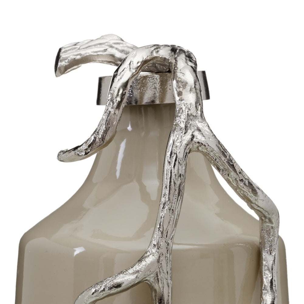 BOTELLA DECORATIVA BEIGE-PLATA 20 X 11 X 53 CM