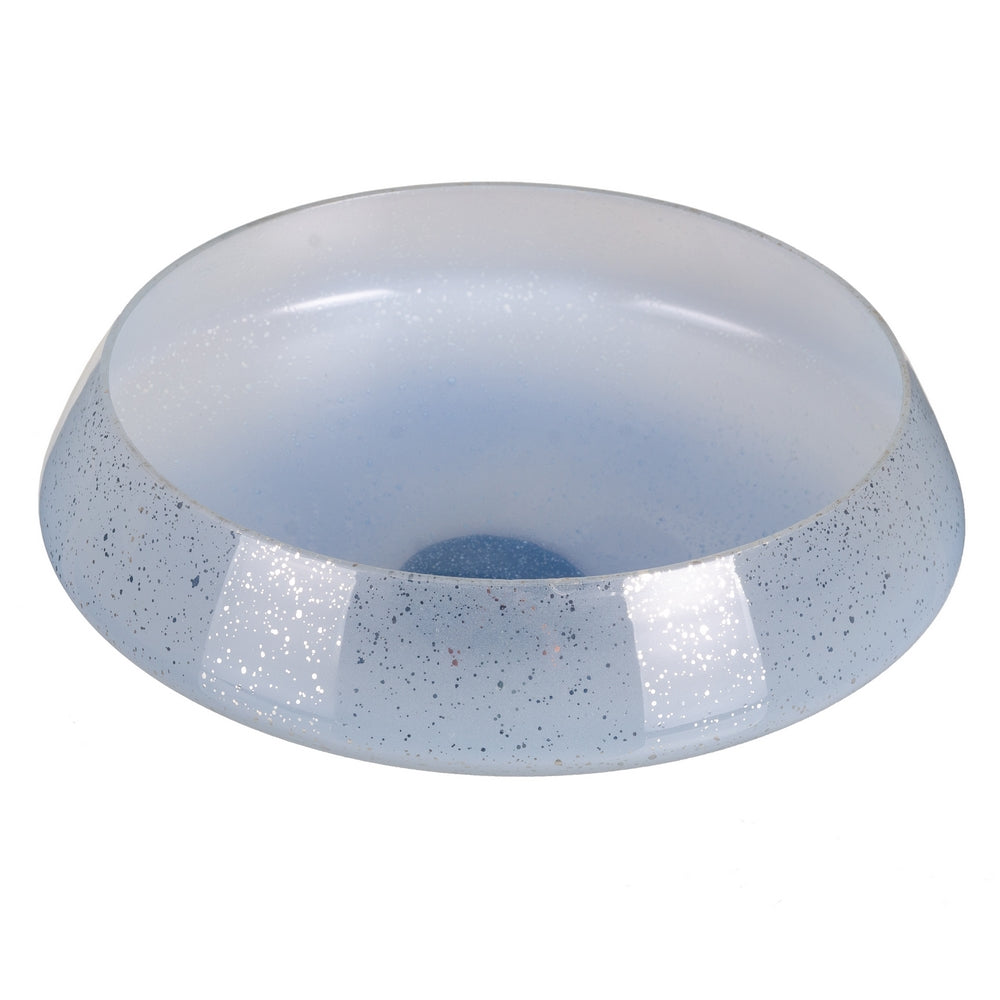 BLUE GLASS CENTERPIECE DECORATION 24 X 24 X 8 CM