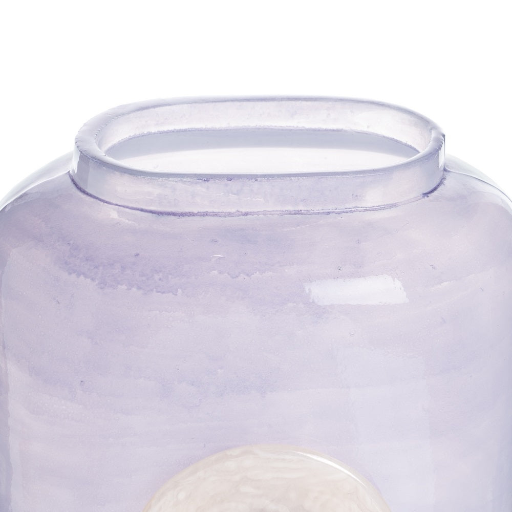 BLUE AND WHITE GLASS DECORATIVE VASE 12 X 9 X 25 CM