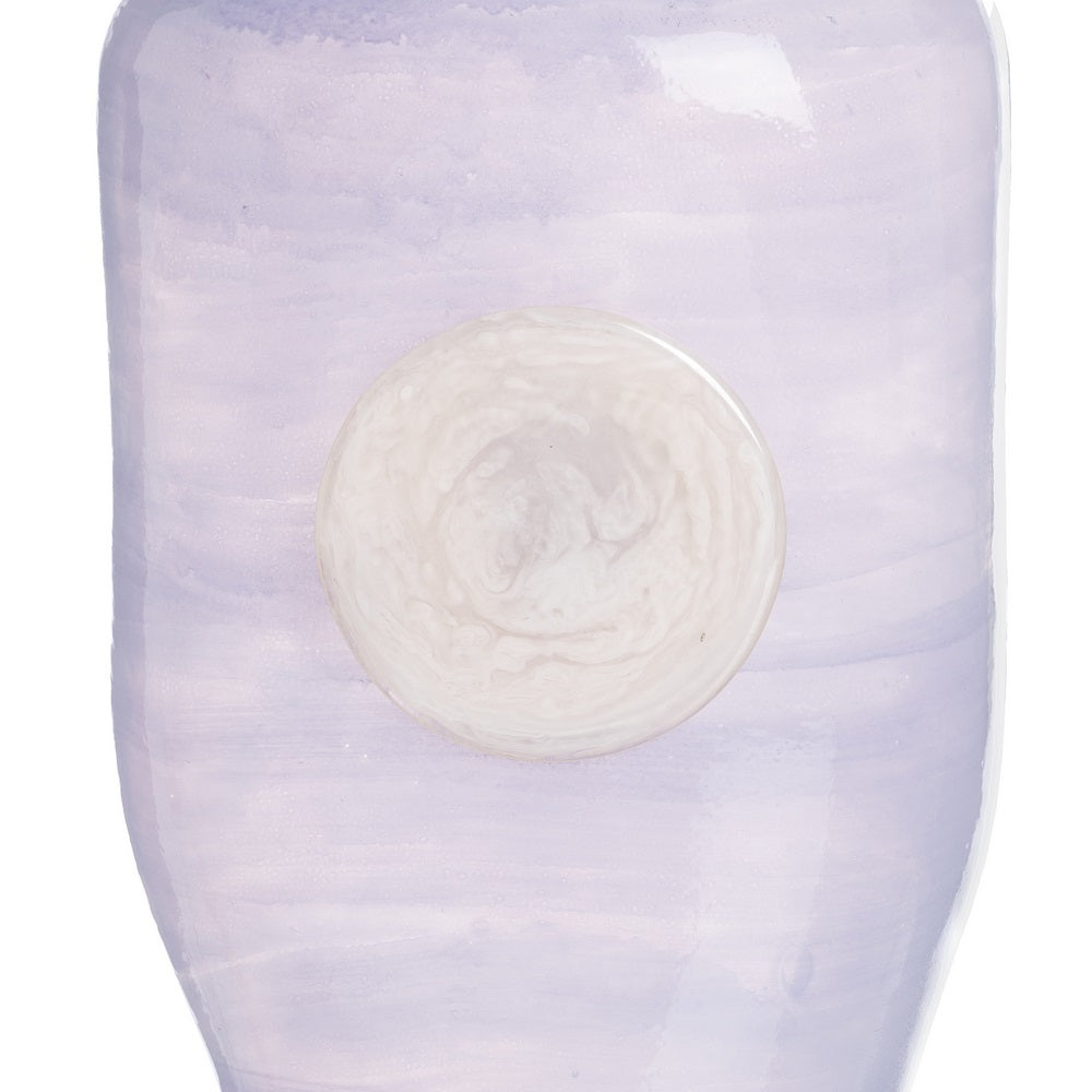 BLUE AND WHITE GLASS DECORATIVE VASE 12 X 9 X 25 CM