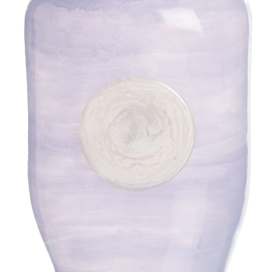 BLUE AND WHITE GLASS DECORATIVE VASE 12 X 9 X 25 CM