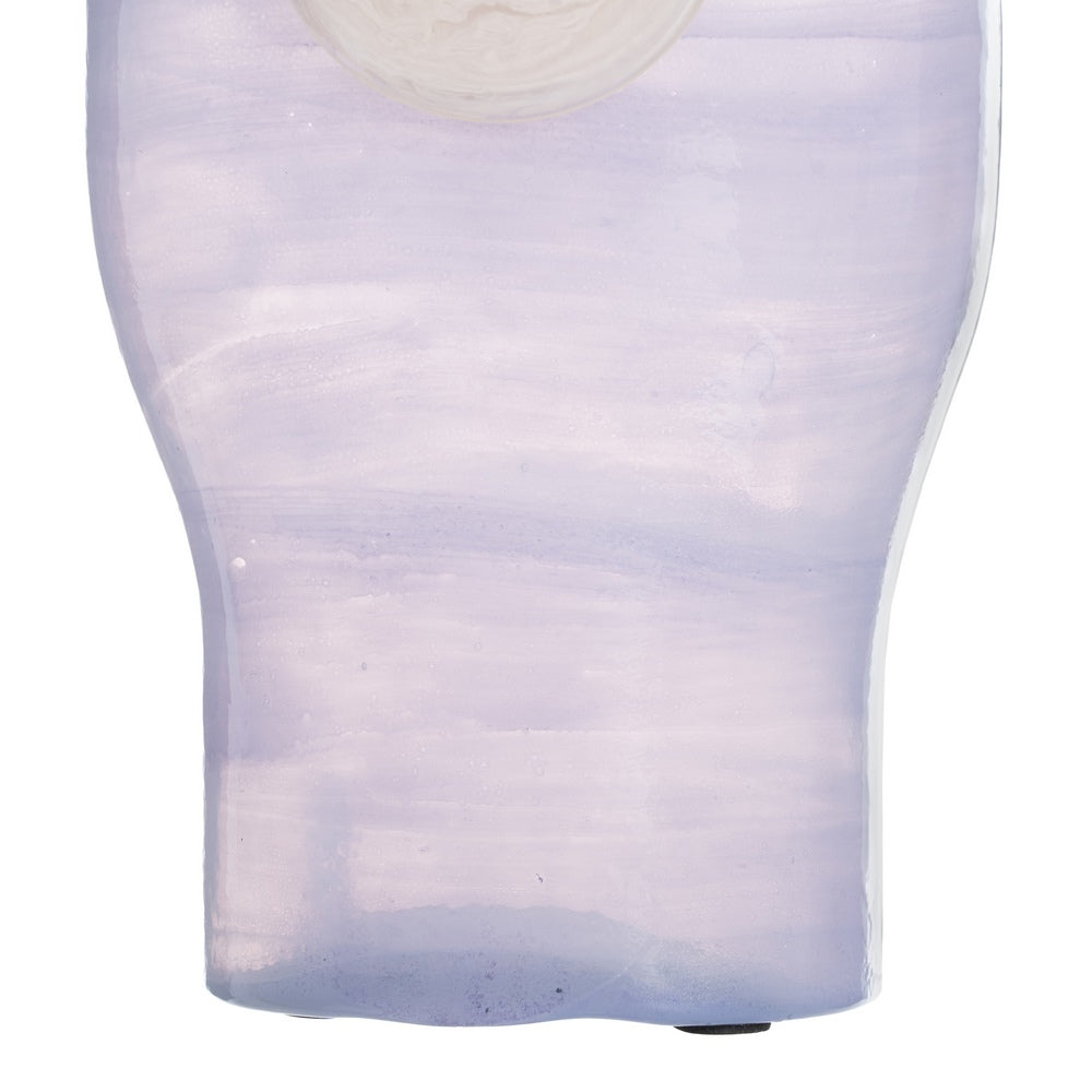 BLUE AND WHITE GLASS DECORATIVE VASE 12 X 9 X 25 CM