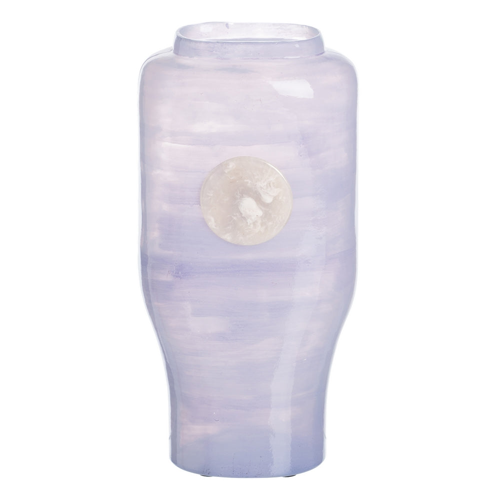 BLUE-WHITE GLASS DECORATIVE VASE 15 X 9 X 31 CM