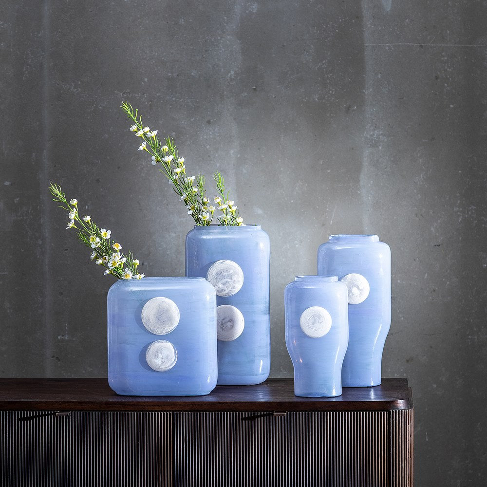 BLUE-WHITE VASE GLASS DECORATION 22 X 10 X 24 CM