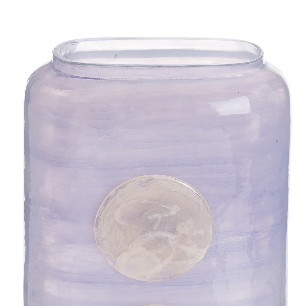 JARRÓN AZUL-BLANCO CRISTAL DECORACIÓN 17 X 9 X 34 CM